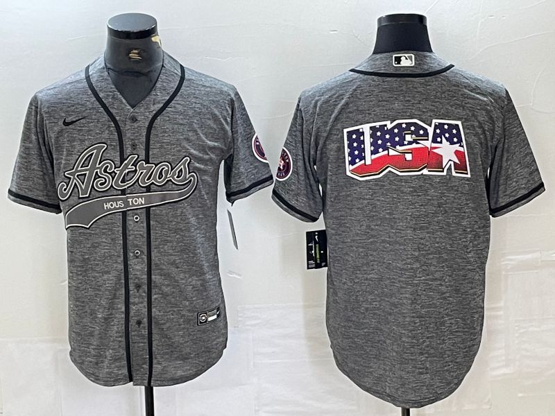 Men Houston Astros Blank Grey 2024 Nike Co Branding Game MLB Jersey style 11->->
